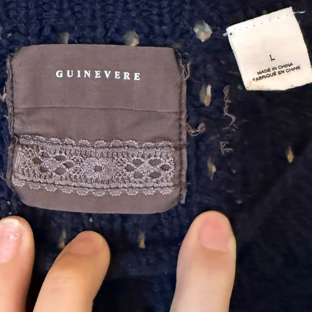 Anthropologie Guinevere Navy Blue Crewneck Alpaca Wool Knit Sweater Size Large - Picture 5 of 6